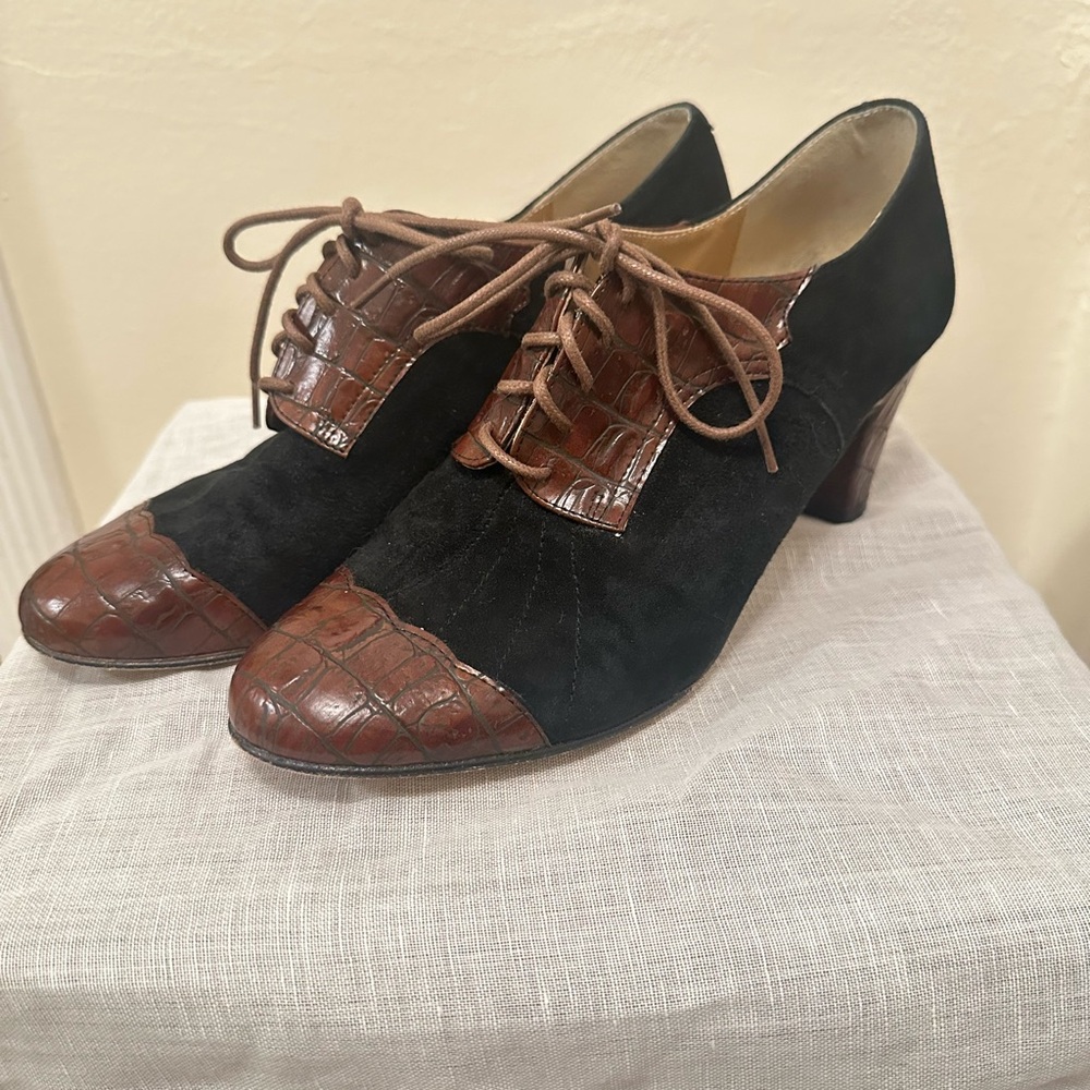 Re-Mix Gramercy, Black Suede/Brown Faux Croc